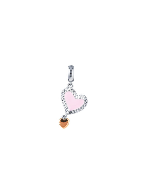 TOMEI Pinkish Heart Charm, White+Rose Gold 585