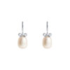 TOMEI Lovely Bow Tie Pearl Earrings, White Gold 585