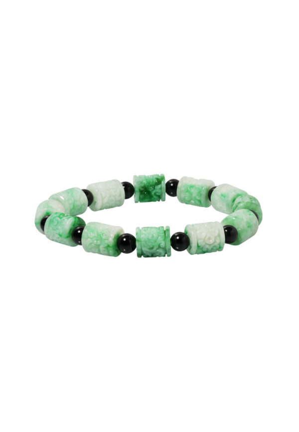 TOMEI Palace Grace Dwi-Tone Carved Jade-Tube Bracelet