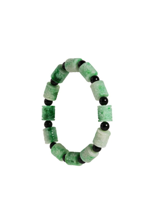 TOMEI Palace Grace Dwi-Tone Carved Jade-Tube Bracelet