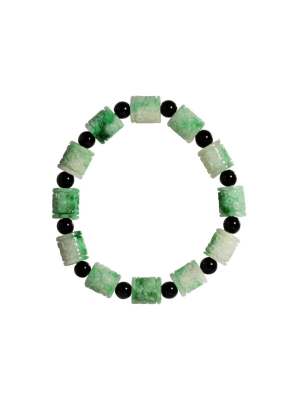 TOMEI Palace Grace Dwi-Tone Carved Jade-Tube Bracelet