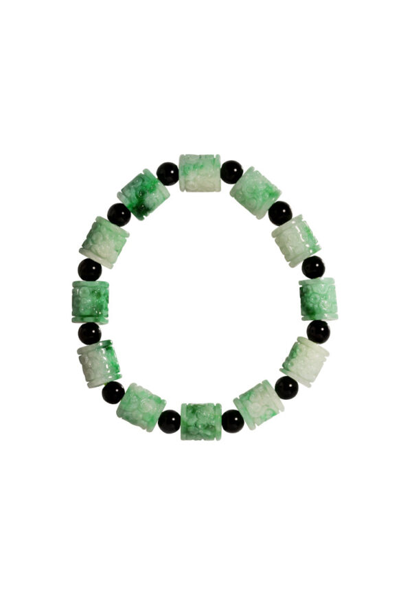 TOMEI Palace Grace Dwi-Tone Carved Jade-Tube Bracelet