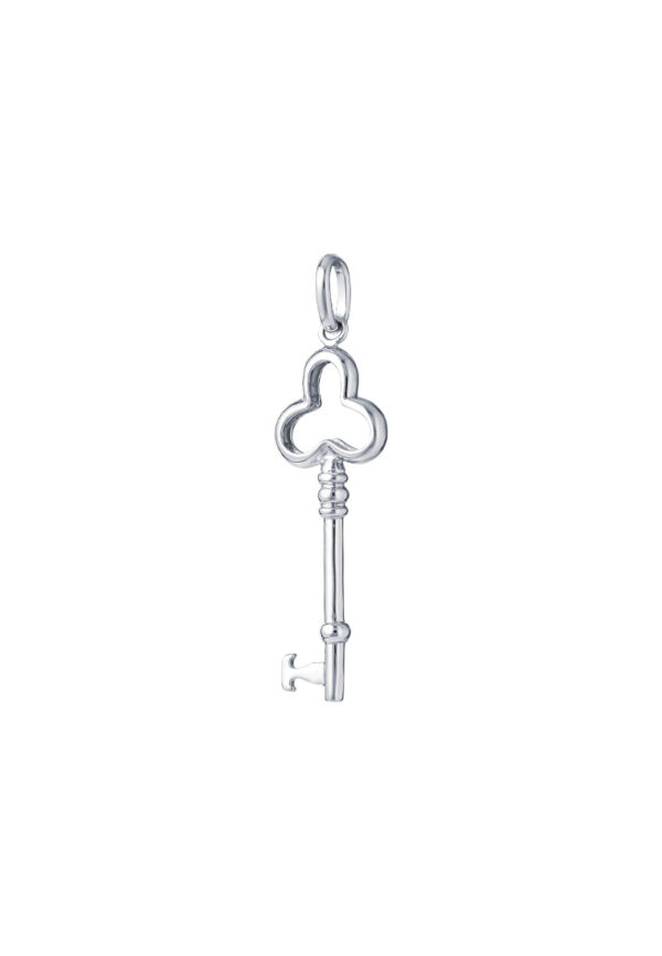 TOMEI Key Pendant, White Gold 375