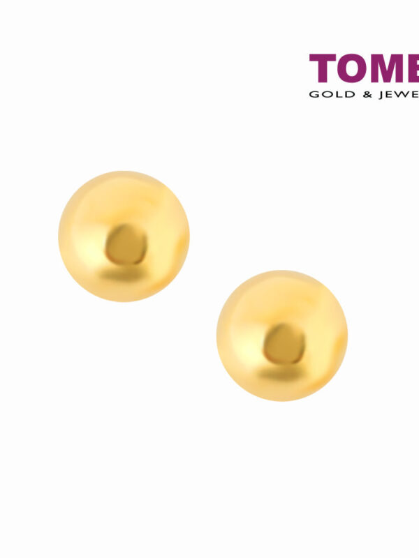 TOMEI Classic Round Stud Earrings, Yellow Gold 916