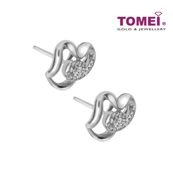 TOMEI Earrings in Petalled Glac?? of Dazzling Sparks, Diamond White Gold 375 (E1724)