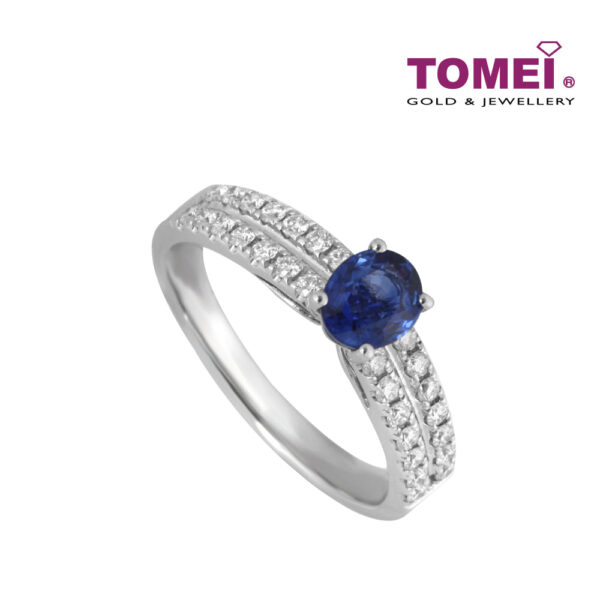 TOMEI Celeste Ring, Sapphire Diamond White Gold 750 (R4110)