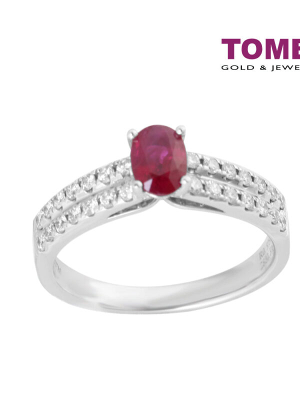 TOMEI Carmine Ring, Ruby Diamond White Gold 750 (R4110)