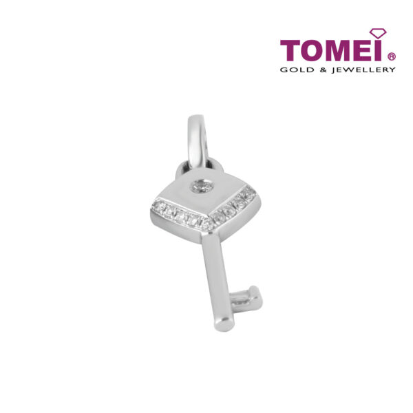 TOMEI Diamond Pendant of Key with Sparks of Passion, White Gold 750