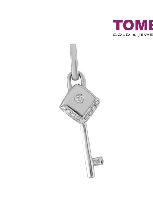 TOMEI Diamond Pendant of Key with Sparks of Passion, White Gold 750