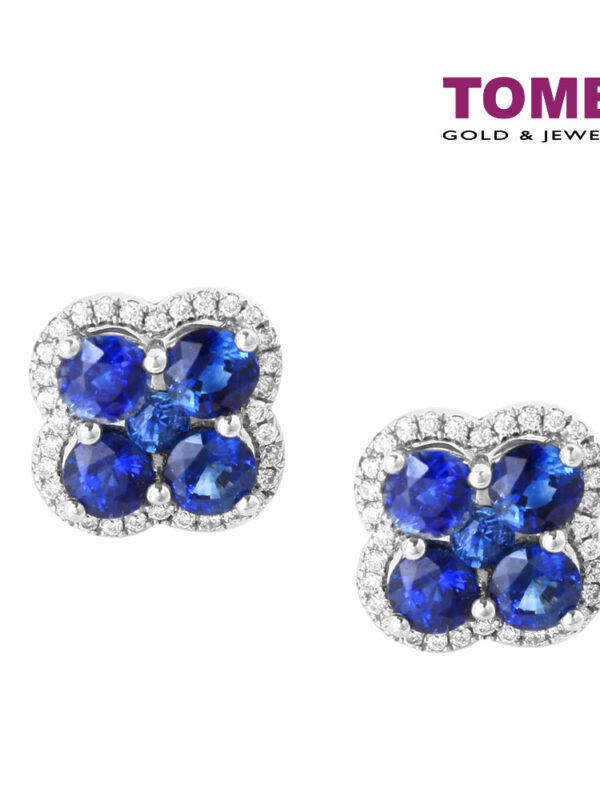 TOMEI Blue Clover Earrings, Sapphire Diamond White Gold 750 (E1909)