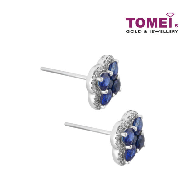 TOMEI Blue Clover Earrings, Sapphire Diamond White Gold 750 (E1909)