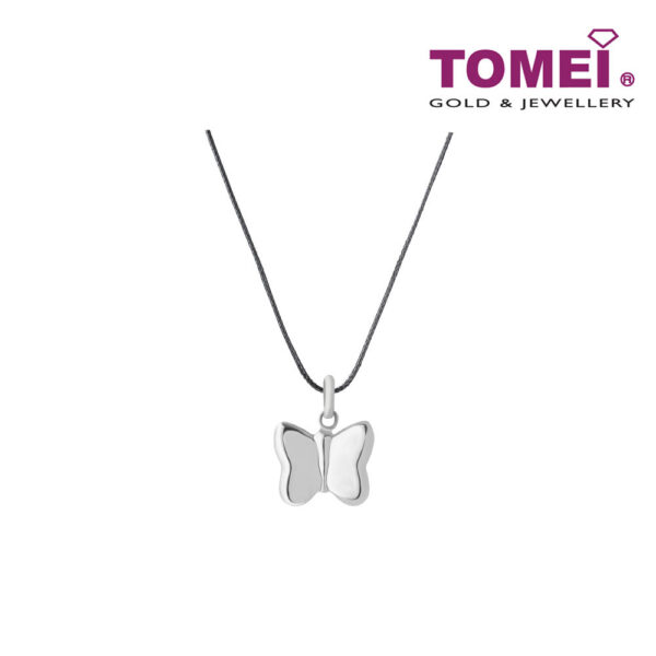 TOMEI Elfin-esque Butterfly Pendant, White Gold 750