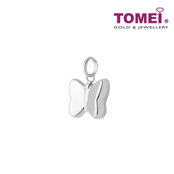 TOMEI Elfin-esque Butterfly Pendant, White Gold 750