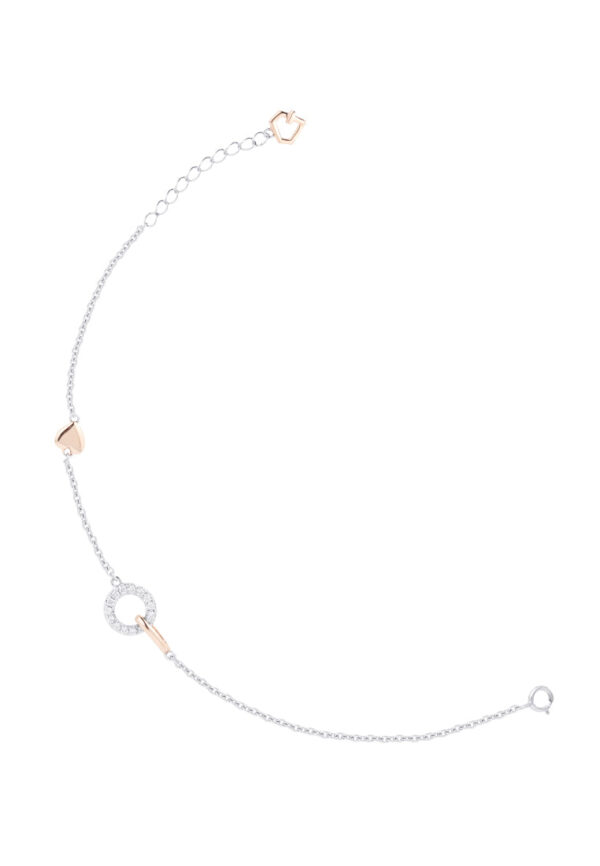 TOMEI Minimalist Diamond Bracelet, White+Rose Gold 585