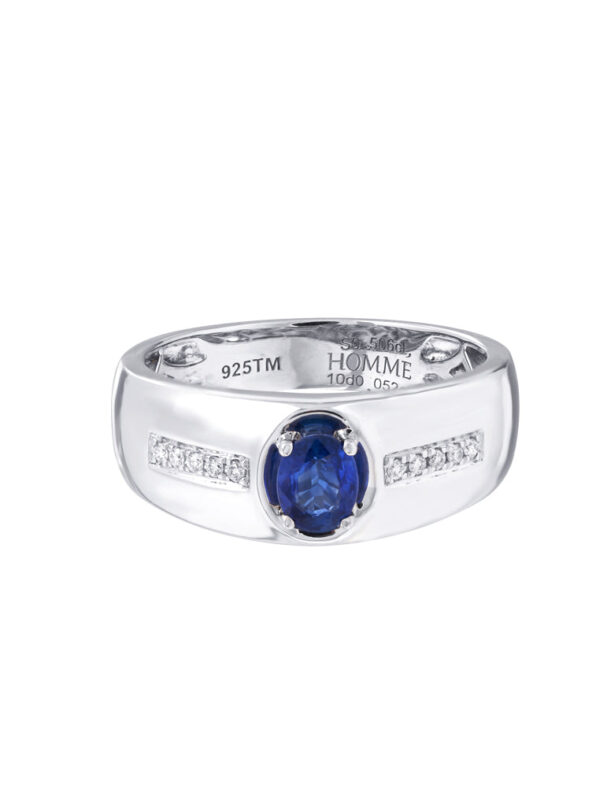 TOMEI Homme Series, Sapphire Silver Ring For Men