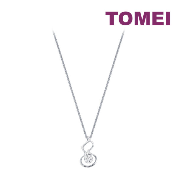 TOMEI Lucky Gourd Diamond Pendant Set, White Gold 375