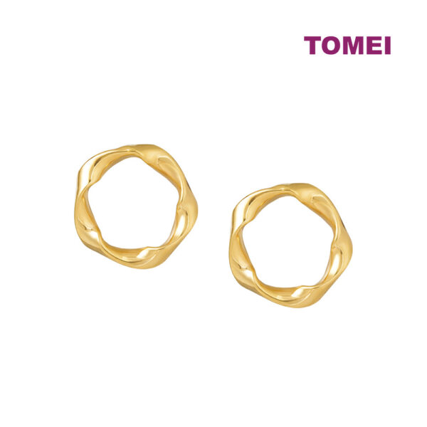 TOMEI Lusso Italia Pleated Pentagon Earrings, Yellow Gold 916