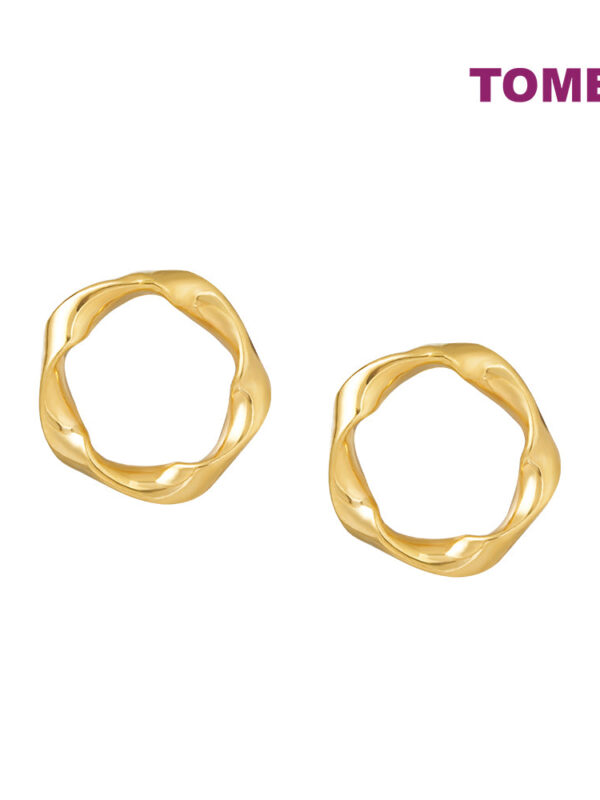 TOMEI Lusso Italia Pleated Pentagon Earrings, Yellow Gold 916