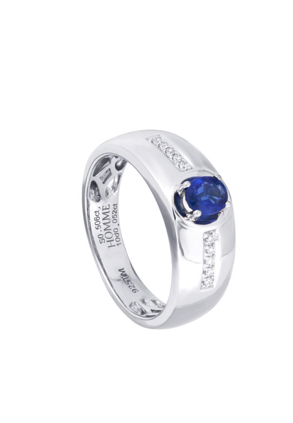 TOMEI Homme Series, Sapphire Silver Ring For Men