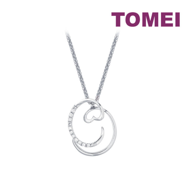 TOMEI Diamond Pendant Set, White Gold 375