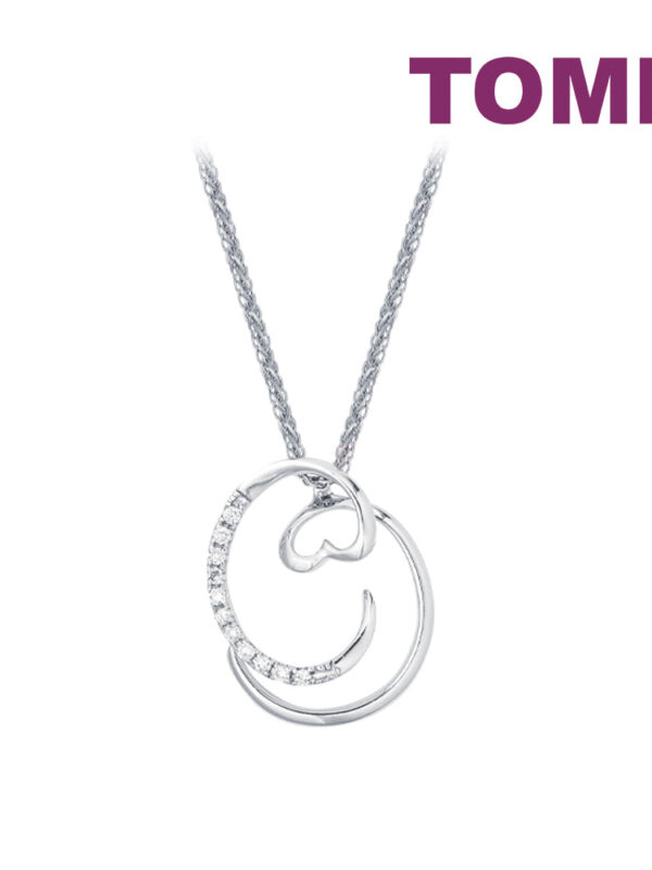 TOMEI Diamond Pendant Set, White Gold 375
