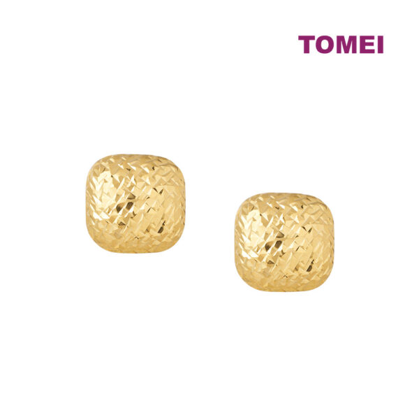 TOMEI Lusso Italia Laser Cut Square Earrings, Yellow Gold 916