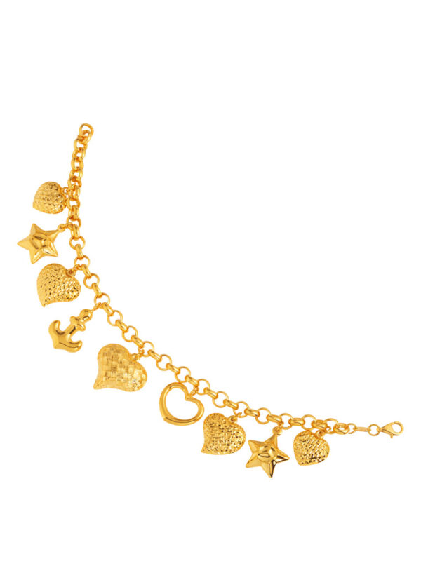 TOMEI Lusso Italia Starry Heart Bracelet, Yellow Gold 916