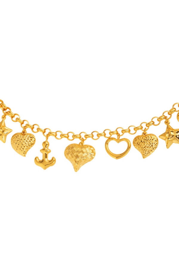 TOMEI Lusso Italia Starry Heart Bracelet, Yellow Gold 916