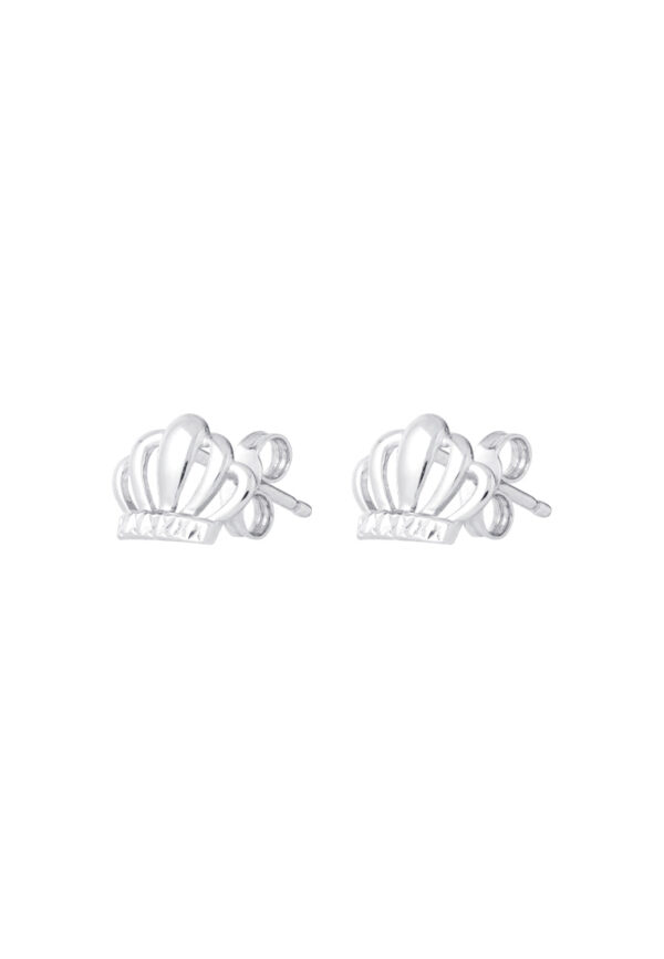TOMEI Crown Earrings, White Gold 585