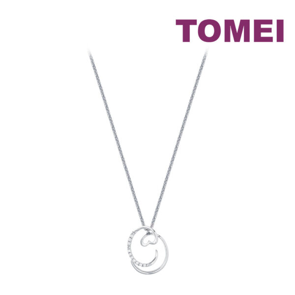 TOMEI Diamond Pendant Set, White Gold 375