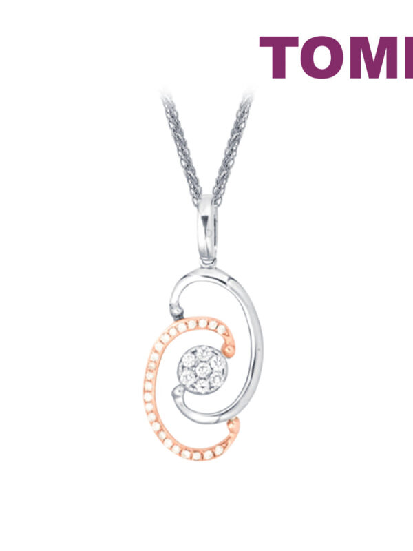 TOMEI Dual-Tone Diamond Pendant Set, White Gold 375