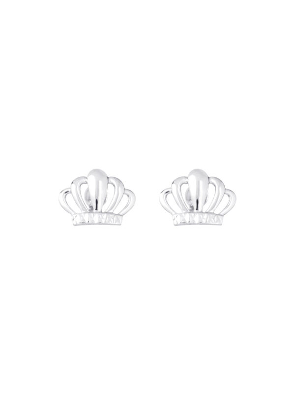TOMEI Crown Earrings, White Gold 585
