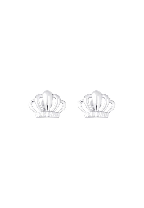 TOMEI Crown Earrings, White Gold 585