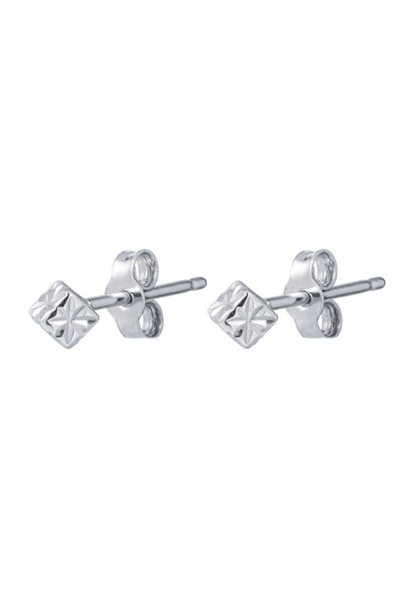 TOMEI Laser Cut Dice Earrings, White Gold 585