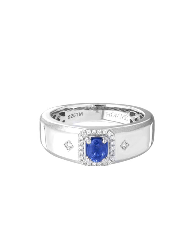 TOMEI Homme Series, Sapphire Silver Ring For Men