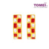 TOMEI Lusso Italia Scarlet Red Checkered Earrings, Yellow Gold 916