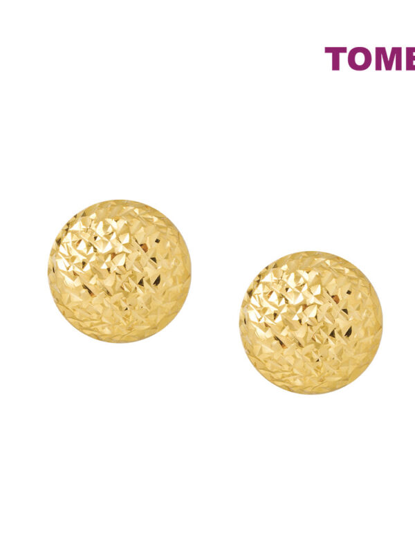 TOMEI Lusso Italia Laser Cut Button Earrings, Yellow Gold 916