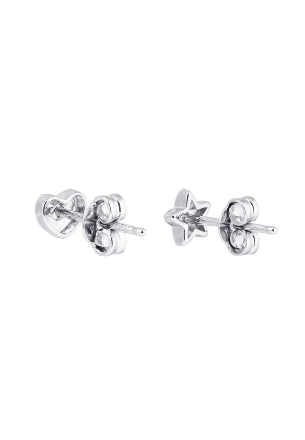 TOMEI Love & Star Earrings, White Gold 585