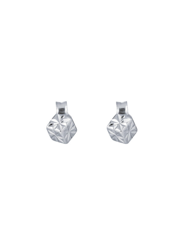TOMEI Laser Cut Dice Earrings, White Gold 585
