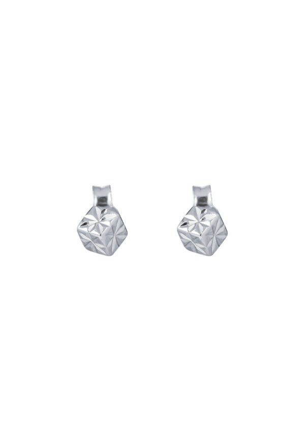 TOMEI Laser Cut Dice Earrings, White Gold 585