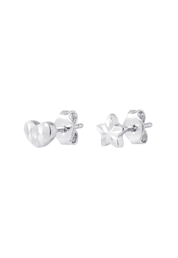 TOMEI Love & Star Earrings, White Gold 585