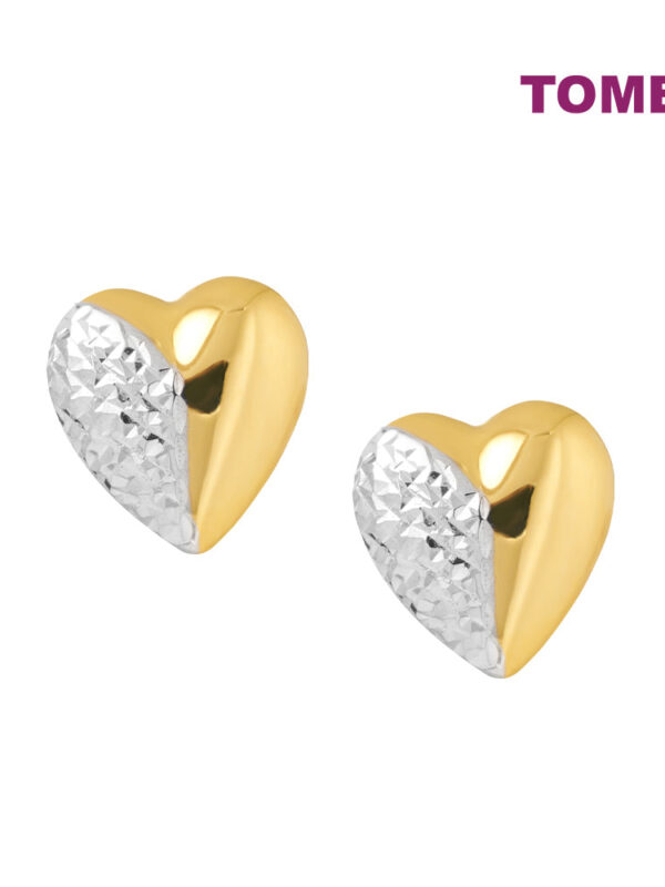 TOMEI Lusso Italia Dual-Tone Full Heart Earrings, Yellow Gold 916