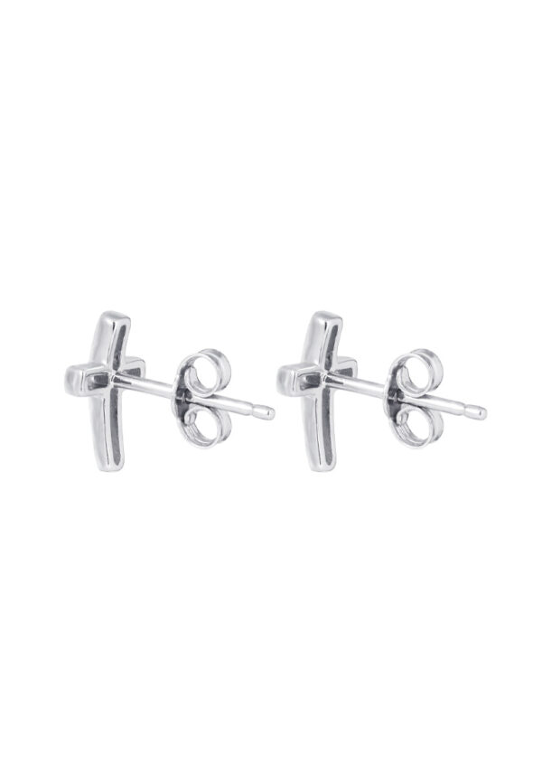 TOMEI Little Cross Earrings, White Gold 585