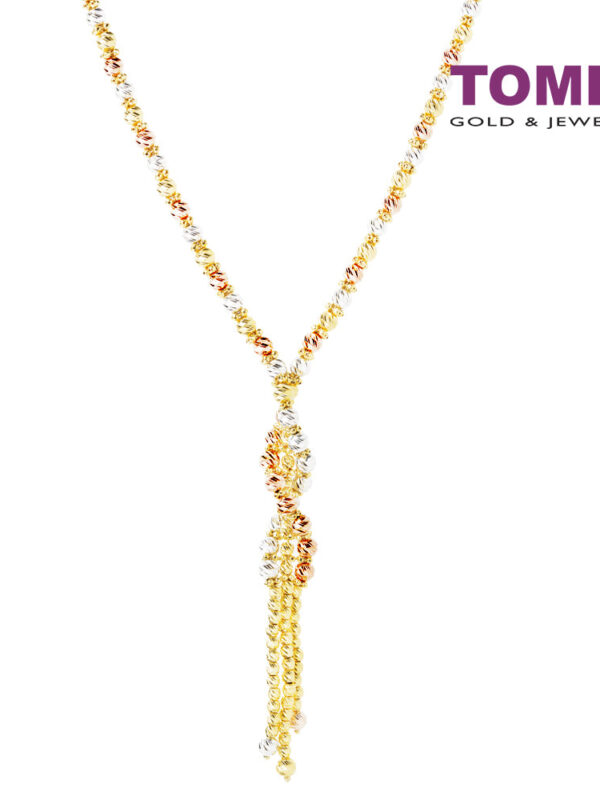 TOMEI Lusso Italia Tri-Tone Spiral Beads Necklace, Yellow Gold 916