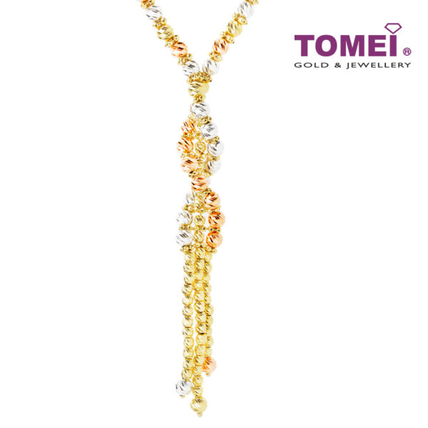 TOMEI Lusso Italia Tri-Tone Spiral Beads Necklace, Yellow Gold 916
