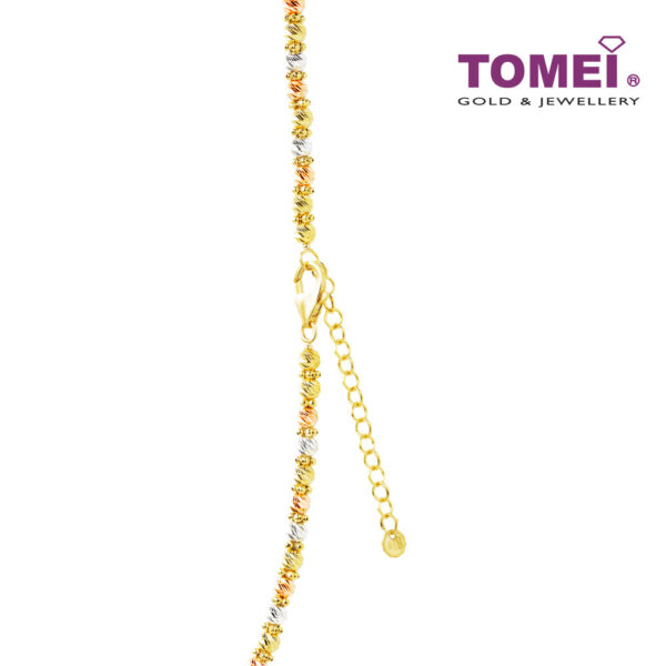 TOMEI Lusso Italia Tri-Tone Spiral Beads Necklace, Yellow Gold 916