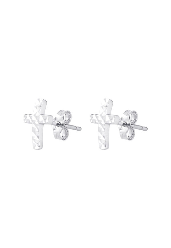TOMEI Little Cross Earrings, White Gold 585