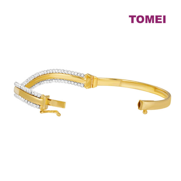TOMEI Lusso Italia Dual-Tone Curvy Bangle, Yellow Gold 916