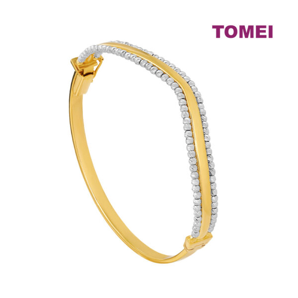 TOMEI Lusso Italia Dual-Tone Curvy Bangle, Yellow Gold 916