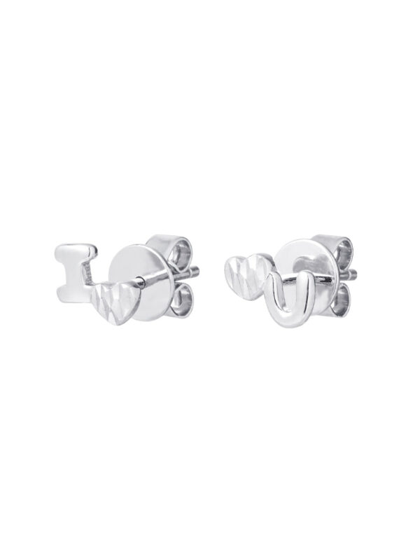 TOMEI I Love U Earrings, White Gold 585